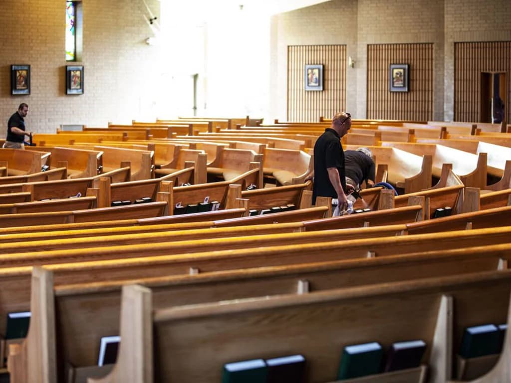 Ovaro Commercial team cleaning the pews and sanctuary of an Austin place of worship