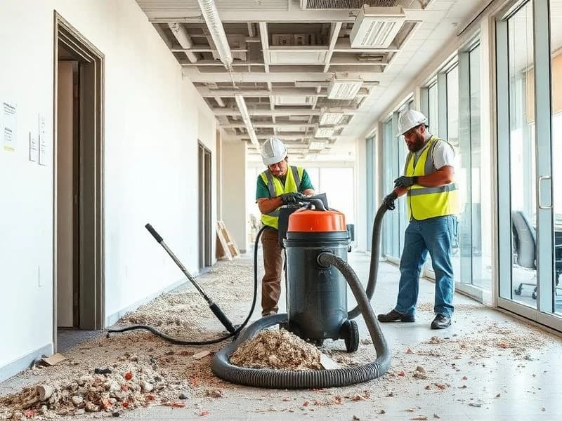 Ovaro crew removing construction debris and dust from a commercial build-out in Austin