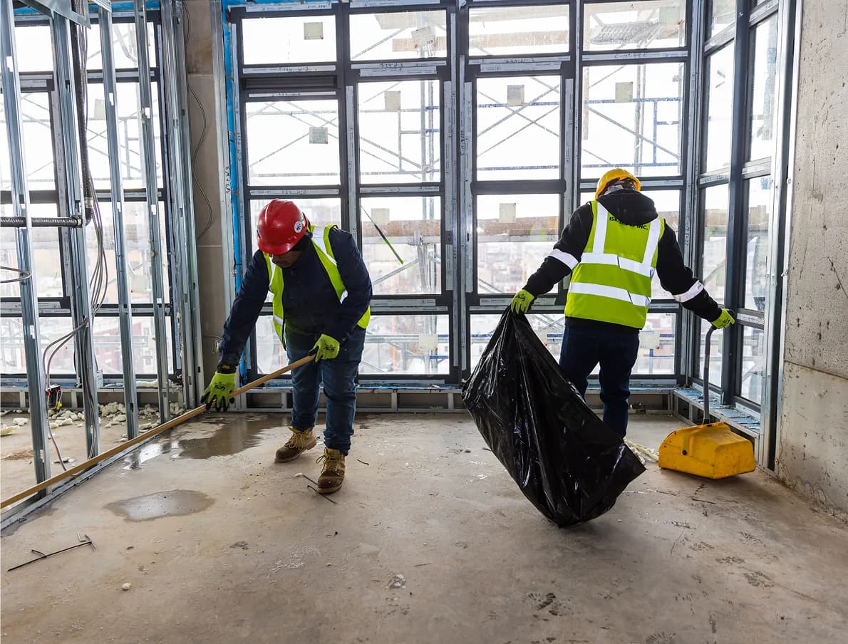 Ovaro crew removing construction debris and dust from a commercial build-out in Austin