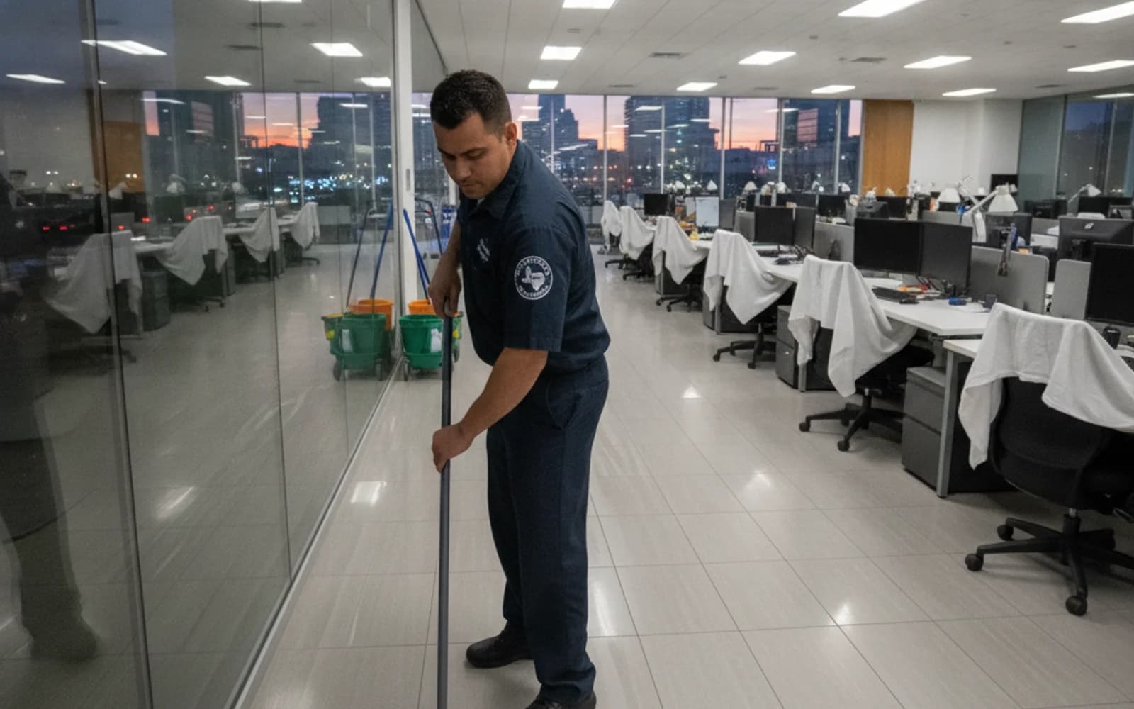 Ovaro Commercial cleaning crew servicing a professional Austin business